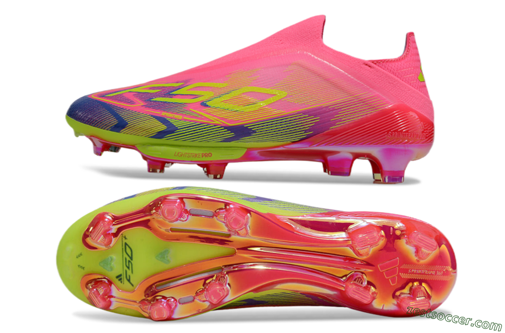 Adidas F50+ Elite Lightstrike Pro Laceless FG Low-Tops Soccer Cleats - Pink/Blue/Yellow 1
