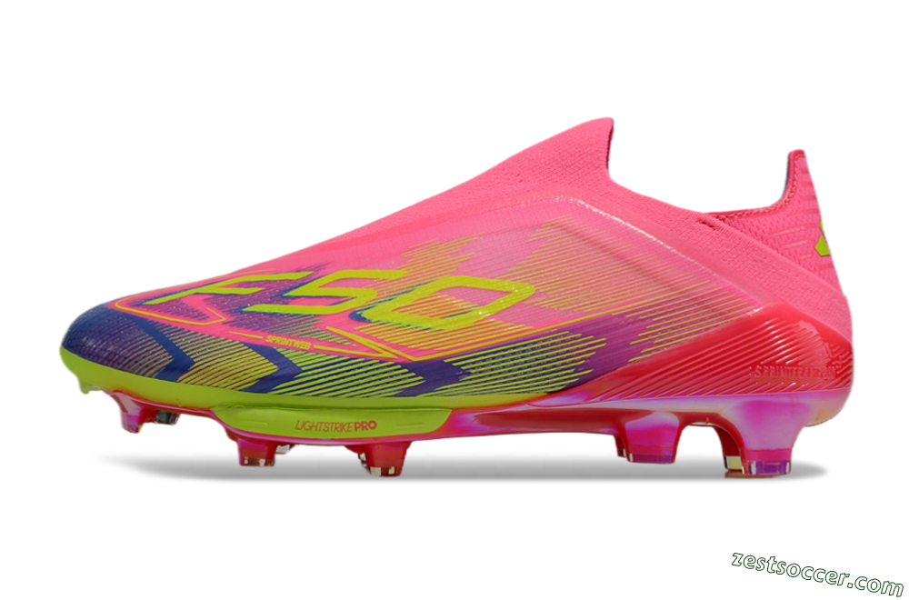 Adidas F50+ Elite Lightstrike Pro Laceless FG Low-Tops Soccer Cleats - Pink/Blue/Yellow 2
