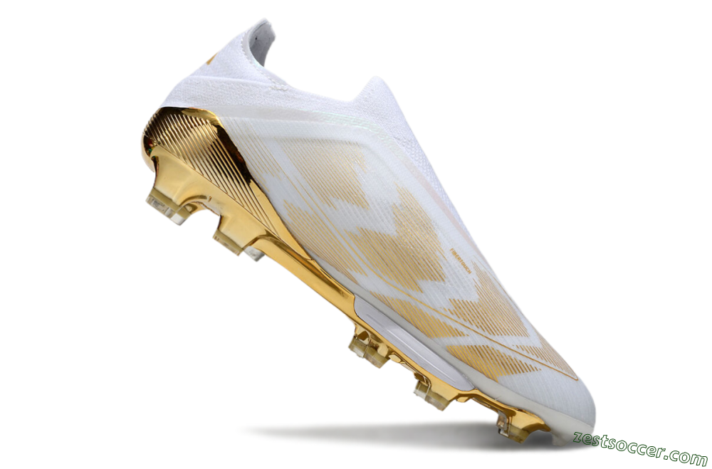 Adidas F50+ Elite Lightstrike Pro Laceless FG Low-Tops Soccer Cleats - White/Gold 4