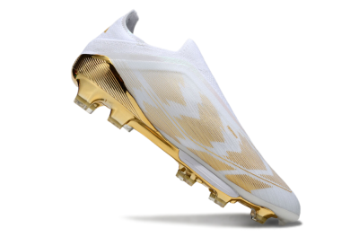 Adidas F50+ Elite Lightstrike Pro Laceless FG Low-Tops Soccer Cleats - White/Gold