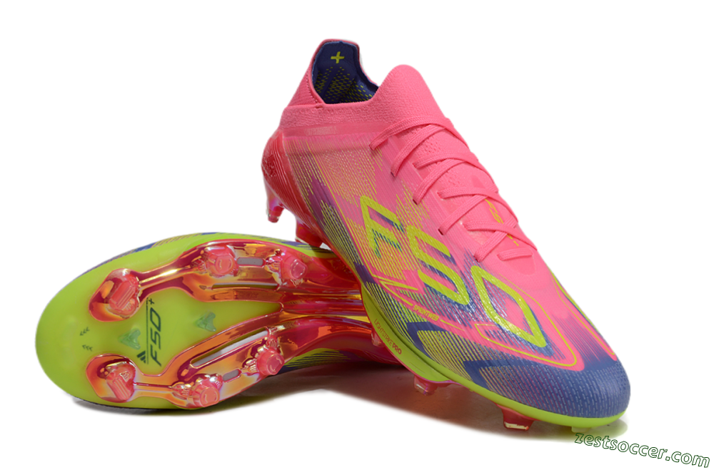 Adidas F50 Elite Lightstrike Pro FG Low-Tops Soccer Cleats - Pink/Blue/Yellow 3