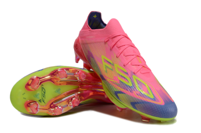 Adidas F50 Elite Lightstrike Pro FG Low-Tops Soccer Cleats - Pink/Blue/Yellow
