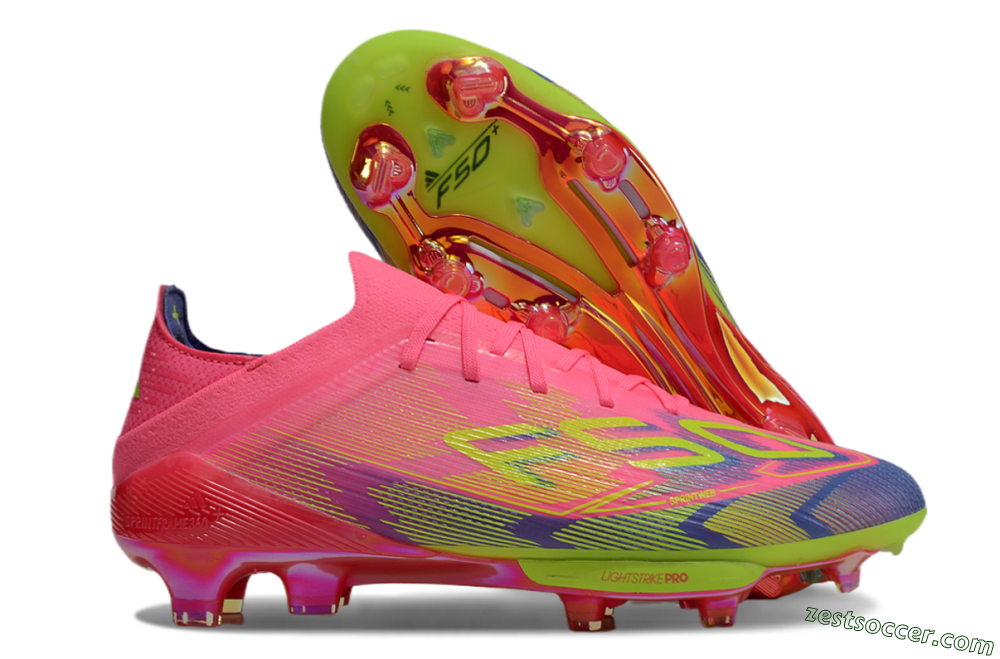 Adidas F50 Elite Lightstrike Pro FG Low-Tops Soccer Cleats - Pink/Blue/Yellow 0