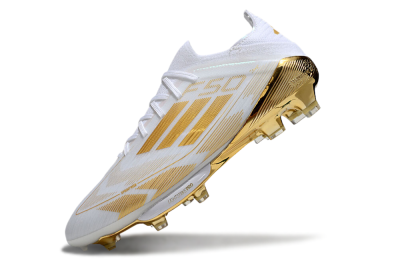 Adidas F50+ Elite Lightstrike Pro FG Low-Tops Soccer Cleats - White/Gold