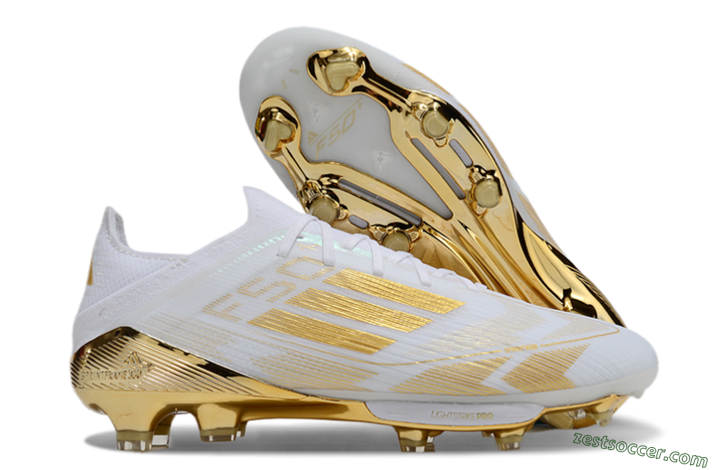 Adidas F50+ Elite Lightstrike Pro FG Low-Tops Soccer Cleats - White/Gold 0