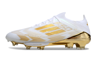 Adidas F50+ Elite Lightstrike Pro FG Low-Tops Soccer Cleats - White/Gold
