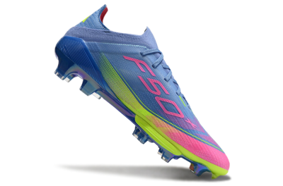Adidas F50+ Elite Lightstrike Pro FG Low-Tops Soccer Cleats - Blue/Pink/Yellow
