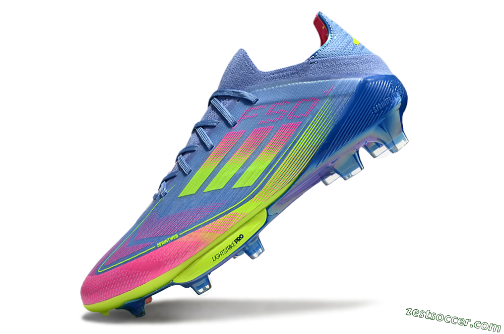 Adidas F50+ Elite Lightstrike Pro FG Low-Tops Soccer Cleats - Blue/Pink/Yellow 5