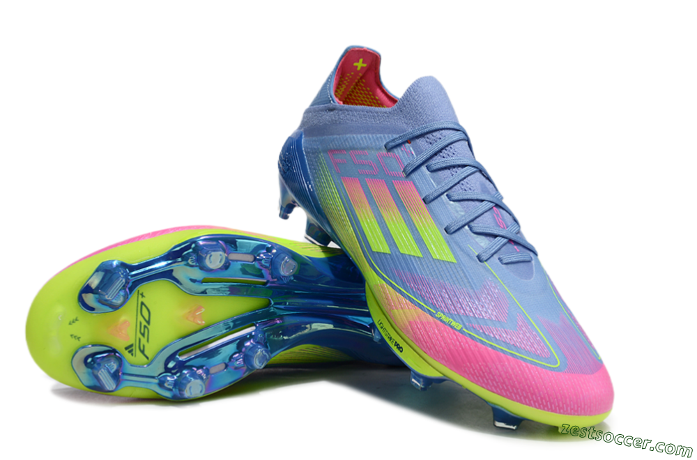 Adidas F50+ Elite Lightstrike Pro FG Low-Tops Soccer Cleats - Blue/Pink/Yellow 3