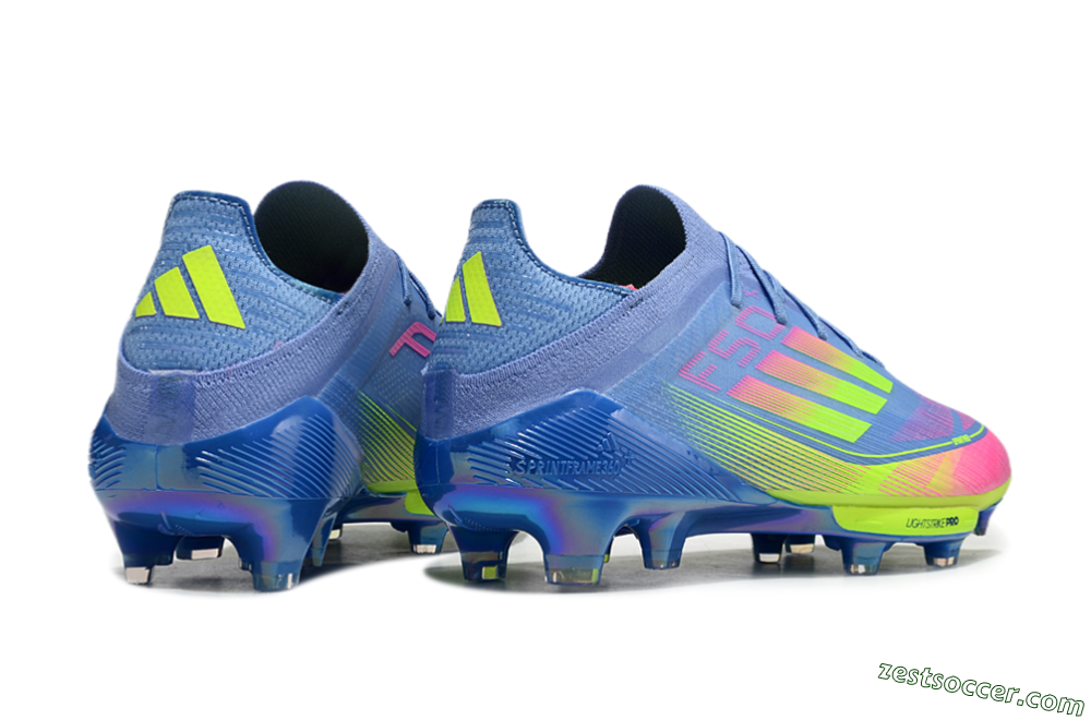 Adidas F50+ Elite Lightstrike Pro FG Low-Tops Soccer Cleats - Blue/Pink/Yellow 6