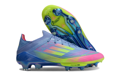 Adidas F50+ Elite Lightstrike Pro FG Low-Tops Soccer Cleats - Blue/Pink/Yellow