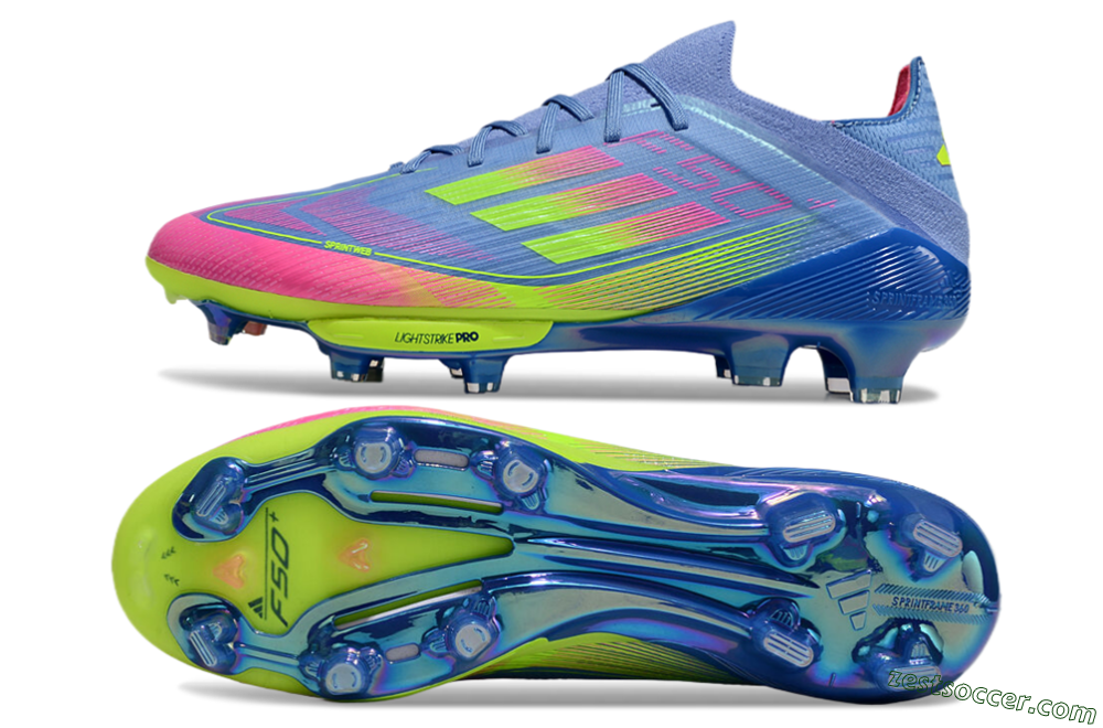 Adidas F50+ Elite Lightstrike Pro FG Low-Tops Soccer Cleats - Blue/Pink/Yellow 1