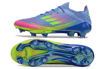 Adidas F50+ Elite Lightstrike Pro FG Low-Tops Soccer Cleats - Blue/Pink/Yellow