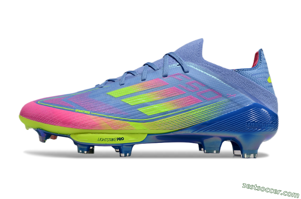 Adidas F50+ Elite Lightstrike Pro FG Low-Tops Soccer Cleats - Blue/Pink/Yellow 2