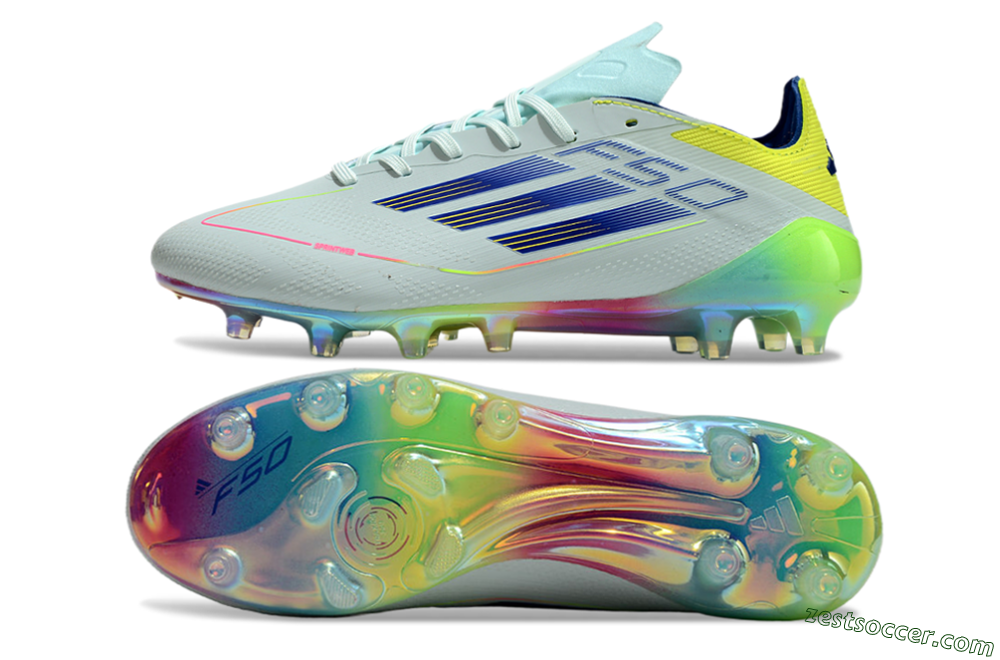 Adidas F50 Elite AG Low-Tops Soccer Cleats - Jade/Blue/Yellow 1