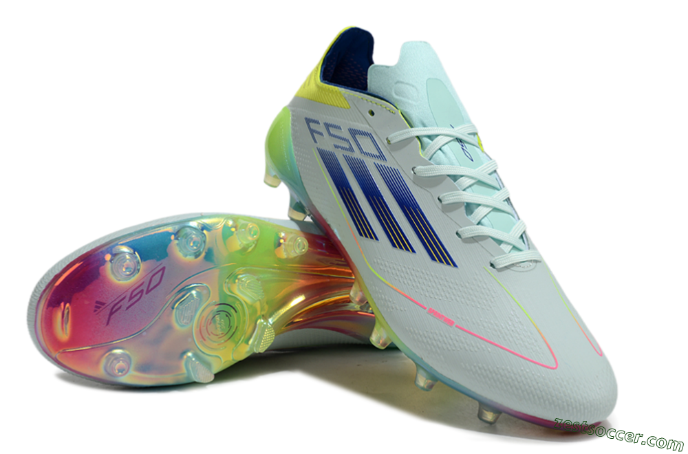 Adidas F50 Elite AG Low-Tops Soccer Cleats - Jade/Blue/Yellow 3