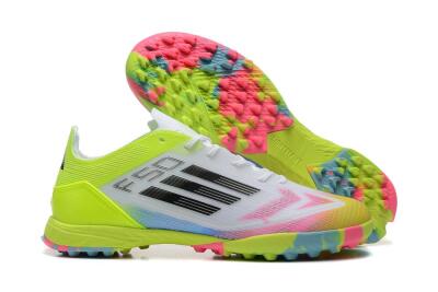 Adidas F50 Pro TF Low-Tops Soccer Shoes - White/Pink/Black/Yellow
