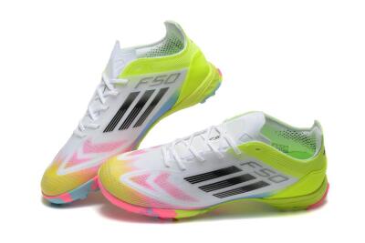 Adidas F50 Pro TF Low-Tops Soccer Shoes - White/Pink/Black/Yellow