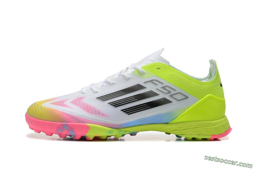 Adidas F50 Pro TF Low-Tops Soccer Shoes - White/Pink/Black/Yellow 2