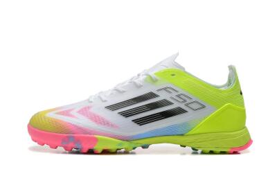 Adidas F50 Pro TF Low-Tops Soccer Shoes - White/Pink/Black/Yellow