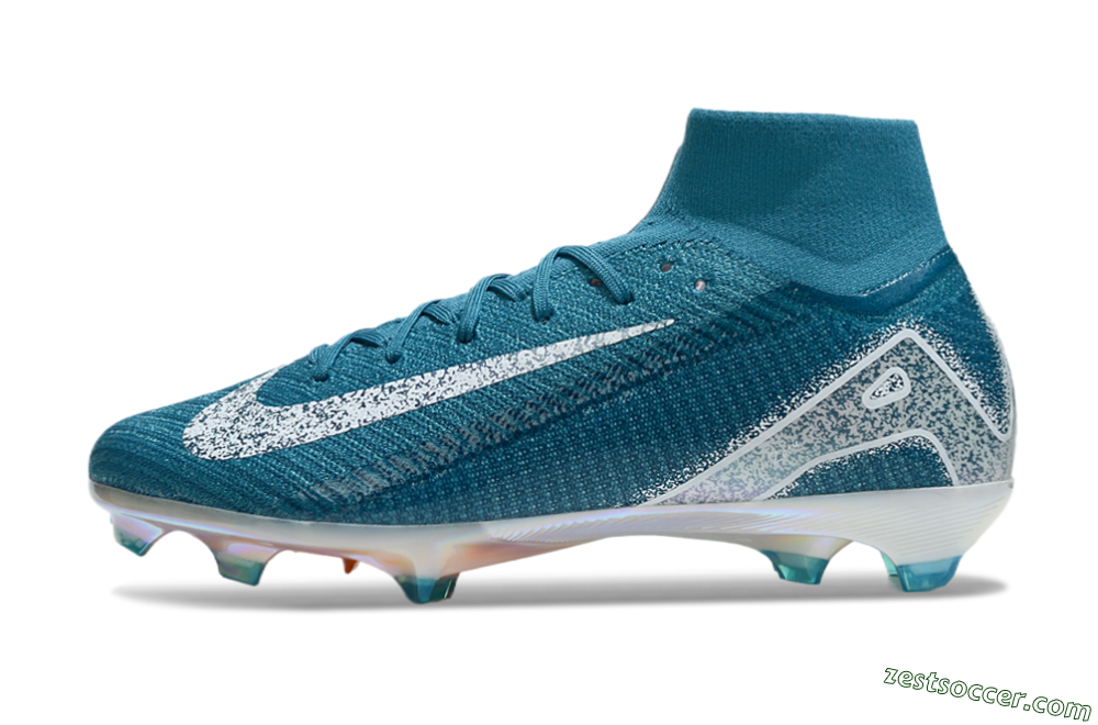 Nike Air Zoom Mercurial Superfly 10 Elite FG High-Tops Soccer Cleats - Blue/White/Gold 2