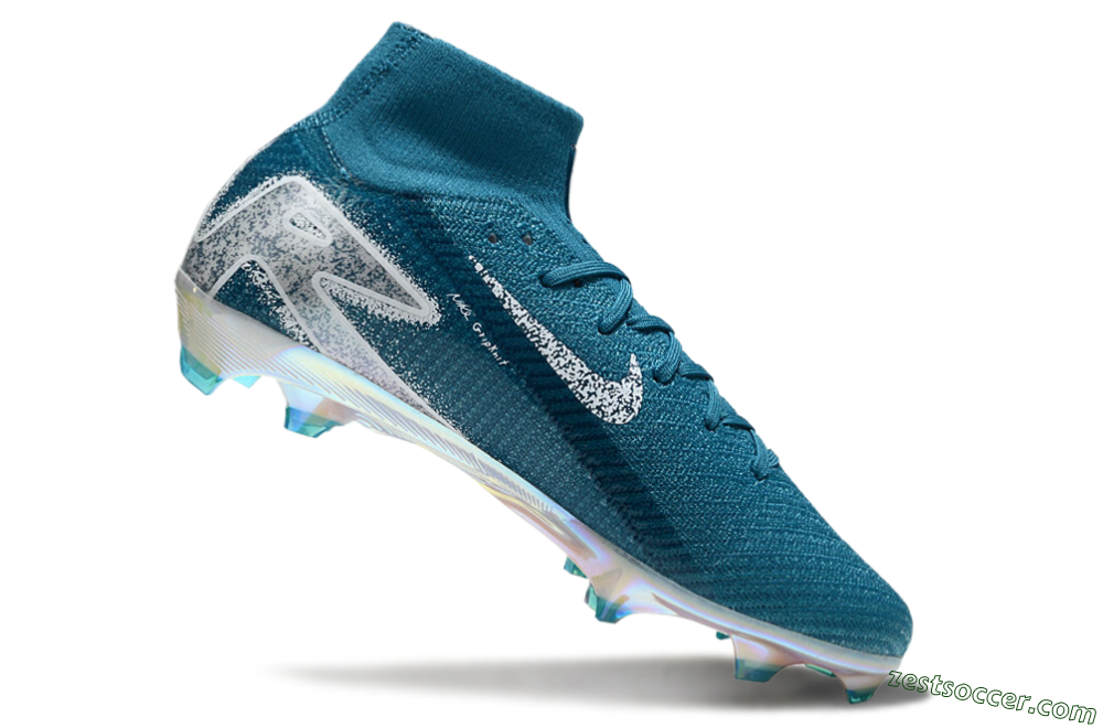 Nike Air Zoom Mercurial Superfly 10 Elite FG High-Tops Soccer Cleats - Blue/White/Gold 4