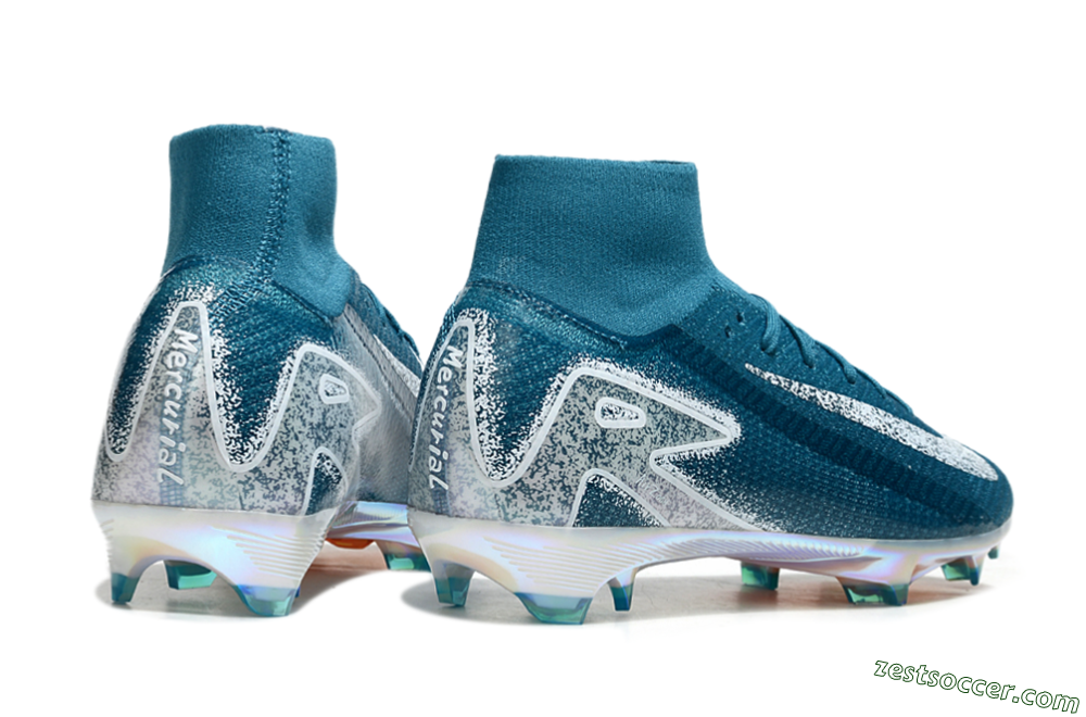 Nike Air Zoom Mercurial Superfly 10 Elite FG High-Tops Soccer Cleats - Blue/White/Gold 6