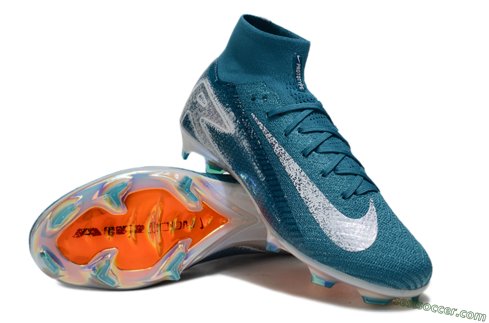 Nike Air Zoom Mercurial Superfly 10 Elite FG High-Tops Soccer Cleats - Blue/White/Gold 3