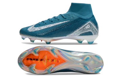 Nike Air Zoom Mercurial Superfly 10 Elite FG High-Tops Soccer Cleats - Blue/White/Gold