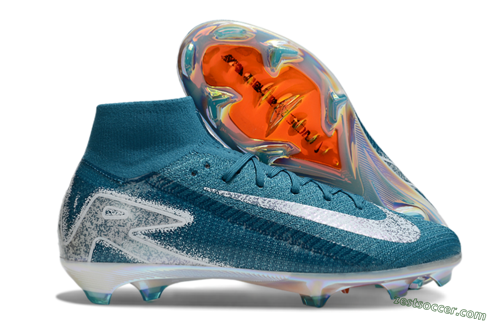 Nike Air Zoom Mercurial Superfly 10 Elite FG High-Tops Soccer Cleats - Blue/White/Gold 0