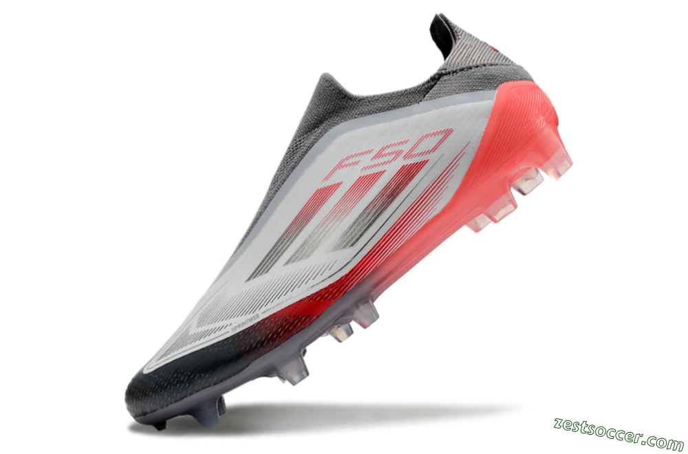 Adidas F50 Elite Laceless FG Low-Tops Soccer Cleats - White/Silver/Red 5