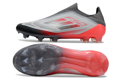 Adidas F50 Elite Laceless FG Low-Tops Soccer Cleats - White/Silver/Red