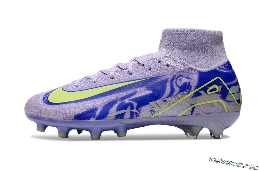 Nike Air Zoom Mercurial Superfly 10 Elite AG High-Tops Soccer Cleats - Purple/Yellow/Blue 2