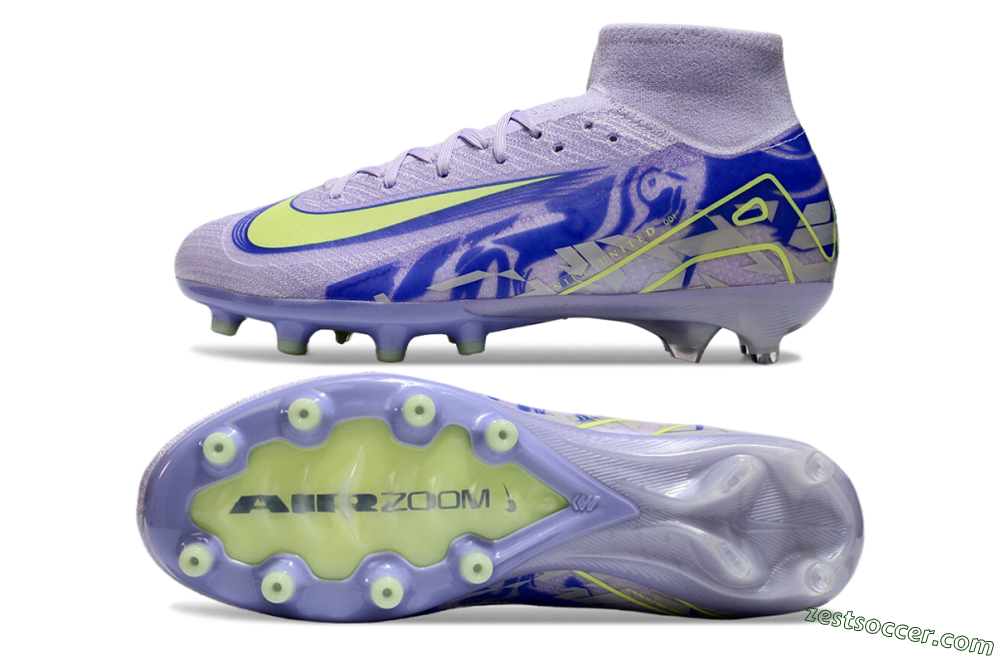 Nike Air Zoom Mercurial Superfly 10 Elite AG High-Tops Soccer Cleats - Purple/Yellow/Blue 1