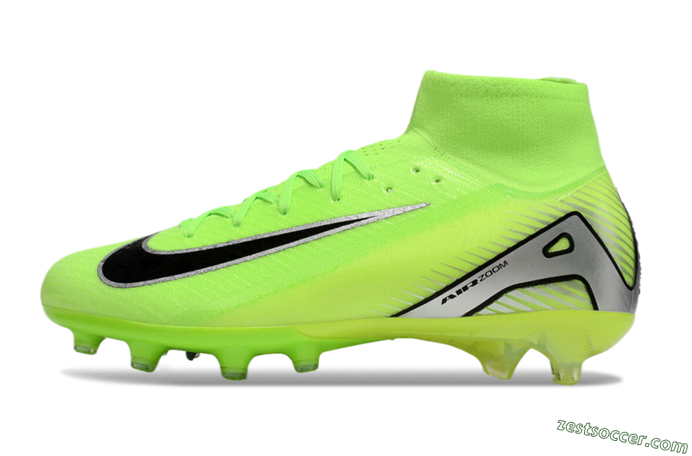 Nike Air Zoom Mercurial Superfly 10 Elite AG High-Tops Soccer Cleats - Yellow/Silver/Black 2