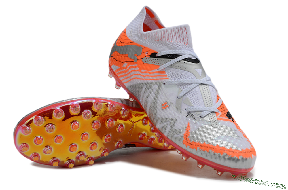 Puma Future Ultimate MG Low-Tops Soccer Cleats - Silver/White/Orange 3