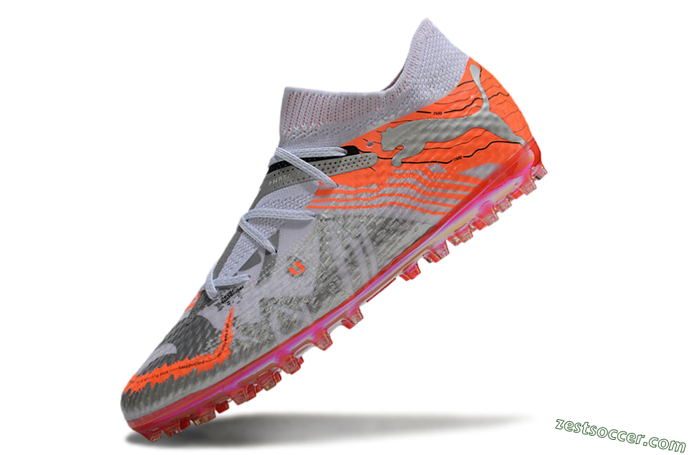 Puma Future Ultimate MG Low-Tops Soccer Cleats - Silver/White/Orange 5