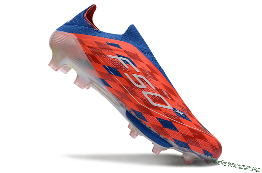 didas F50+ Elite Lightstrike Pro Laceless FG Low-Tops Soccer Cleats - Red/White/Blue 4