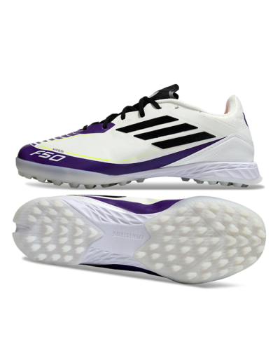 Messi x Adidas F50 Pro TF Low-Tops Soccer Shoes - White/Black/Purple
