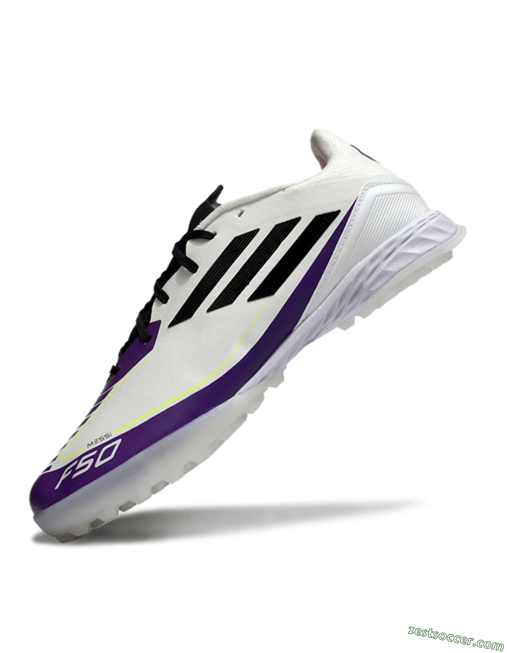 Messi x Adidas F50 Pro TF Low-Tops Soccer Shoes - White/Black/Purple 5