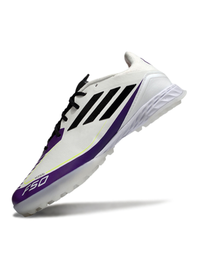 Messi x Adidas F50 Pro TF Low-Tops Soccer Shoes - White/Black/Purple