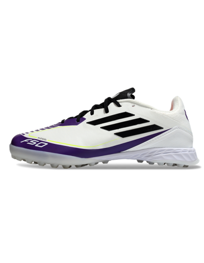 Messi x Adidas F50 Pro TF Low-Tops Soccer Shoes - White/Black/Purple