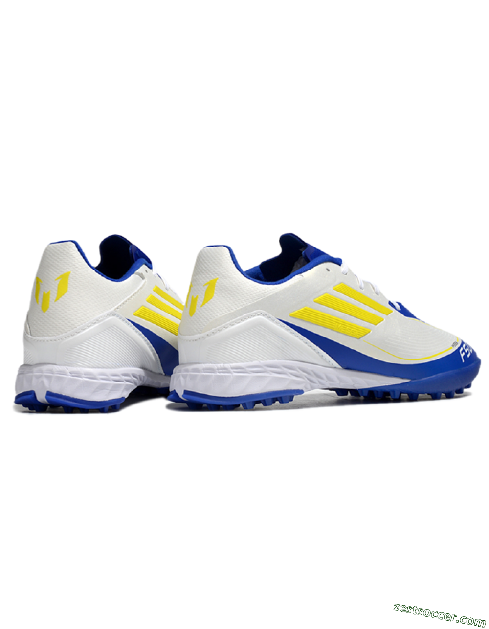 Messi x Adidas F50 Pro TF Low-Tops Soccer Shoes - White/Yellow/Blue 6