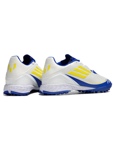 Messi x Adidas F50 Pro TF Low-Tops Soccer Shoes - White/Yellow/Blue