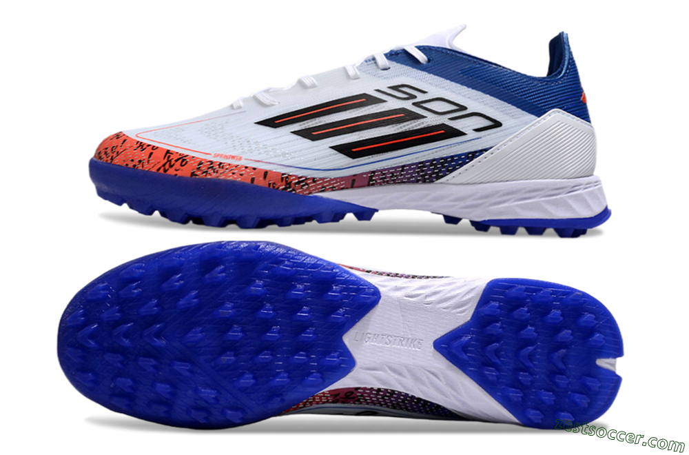 Adidas F50 Pro TF Low-Tops Soccer Shoes - White/Red/Blue 1