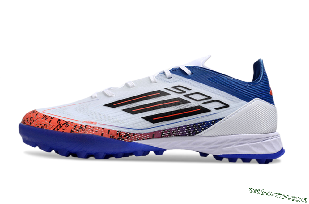 Adidas F50 Pro TF Low-Tops Soccer Shoes - White/Red/Blue 2