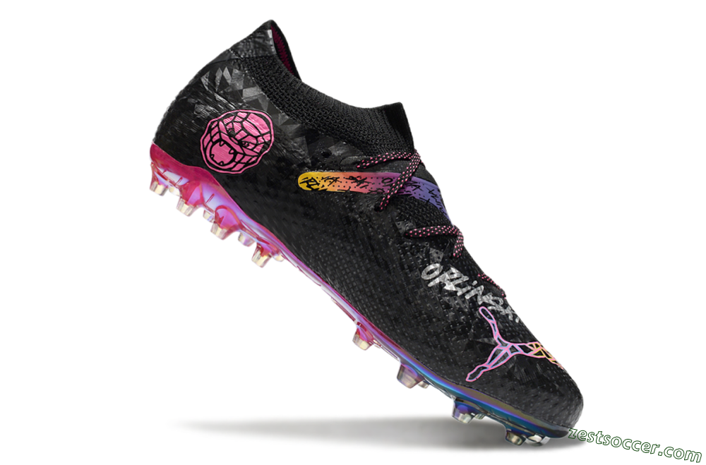 Puma Future Ultimate MG Low-Tops Soccer Cleats - Black/Pink/Yellow 4
