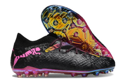 Puma Future Ultimate MG Low-Tops Soccer Cleats - Black/Pink/Yellow