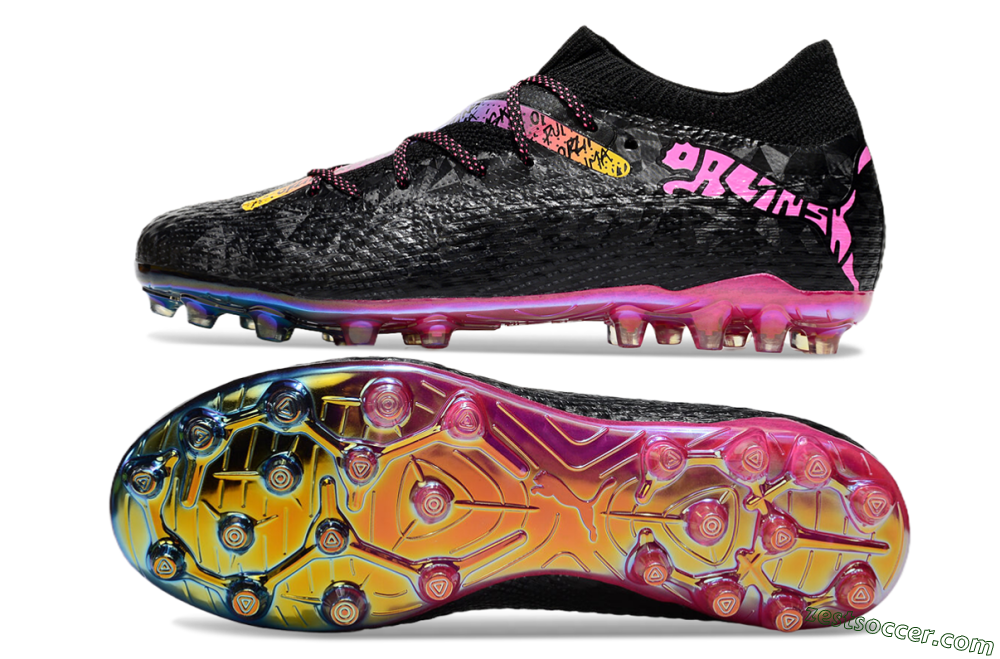 Puma Future Ultimate MG Low-Tops Soccer Cleats - Black/Pink/Yellow 1