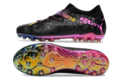 Puma Future Ultimate MG Low-Tops Soccer Cleats - Black/Pink/Yellow